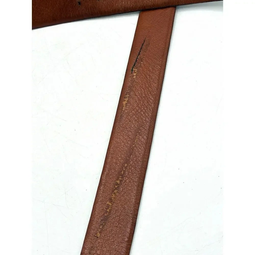 Brown Croc Embossed Belt 41-44” Vintage Style Brass Tone Buckle